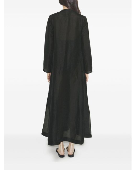 Tory Burch Black Linen And Silk Long Kaftan