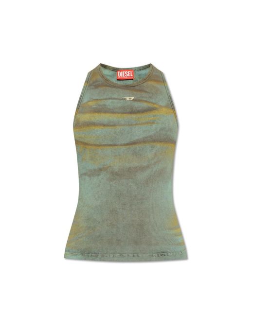 DIESEL Green 't-anky-whisk' Ribbed Top With Logo,