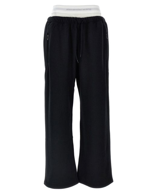 T By Alexander Wang Black Wide-Leg Cotton Joggers
