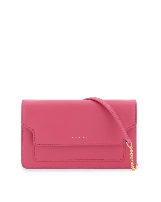 Marni Pink Wallet With Shoulder Strap