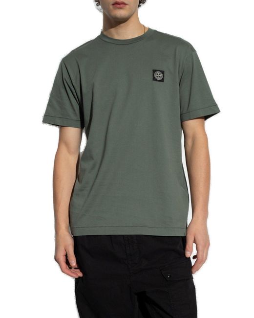 Stone Island Green T-shirt With Logo Patch, for men