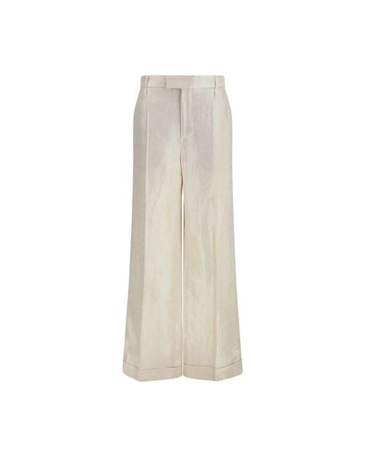 Brunello Cucinelli Natural Beige Silk Casual Pants
