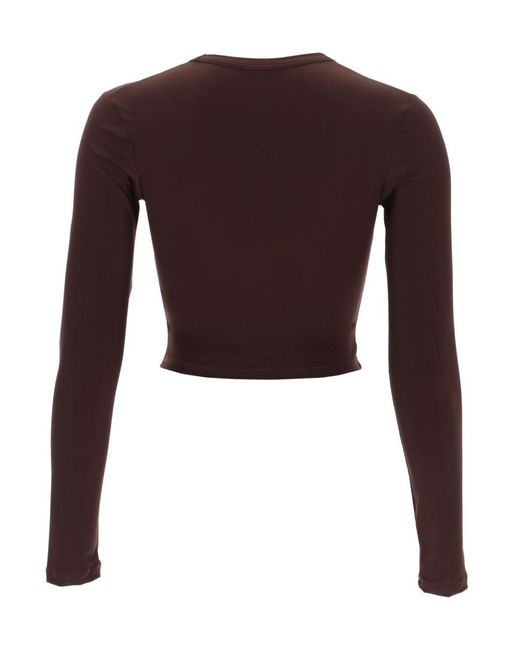 Jil Sander Purple Cropped Top With Logo Polyamide Elastane Tops