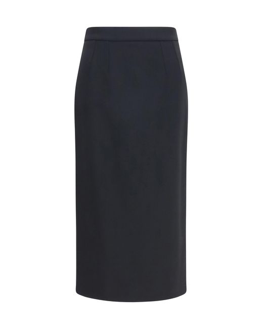 Dolce & Gabbana Blue Pencil Skirt Stretch Wool Fleece