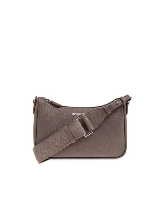 Emporio Armani Gray Shoulder Bag With Logo