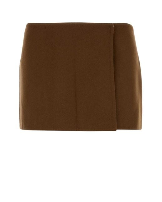 Miu Miu Brown Wool Blend Mini Skirt