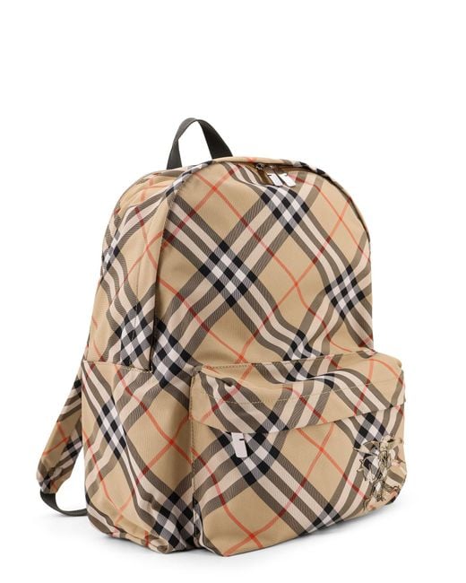 Burberry Gray Essential Backpack With Check Pattern for men