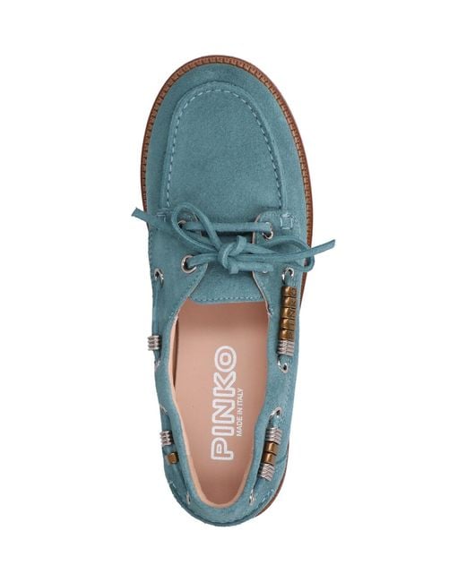 Pinko Blue Grace Suede Moccasin Shoes