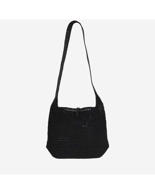 Saint Laurent Black Crocheted Raffia Tote Bag Shoulder for men