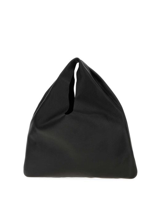 The Row Black Leather Small Bindle Handbag