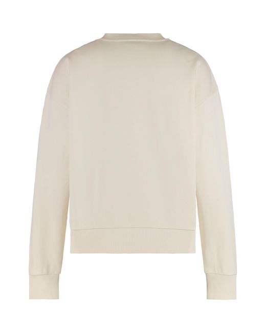 Moncler White Hoodie With Embroidered Logo Cotton Sweatshirts