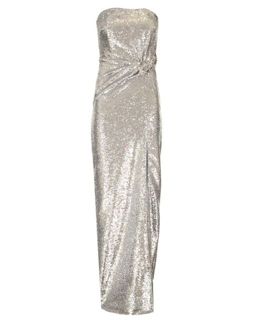 Roland Mouret White Strapless Sequin Gown