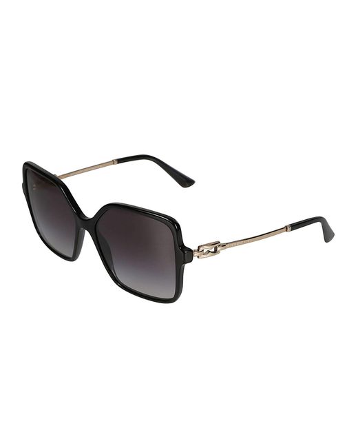 BVLGARI Brown Metal Temple Square Lens Sunglasses