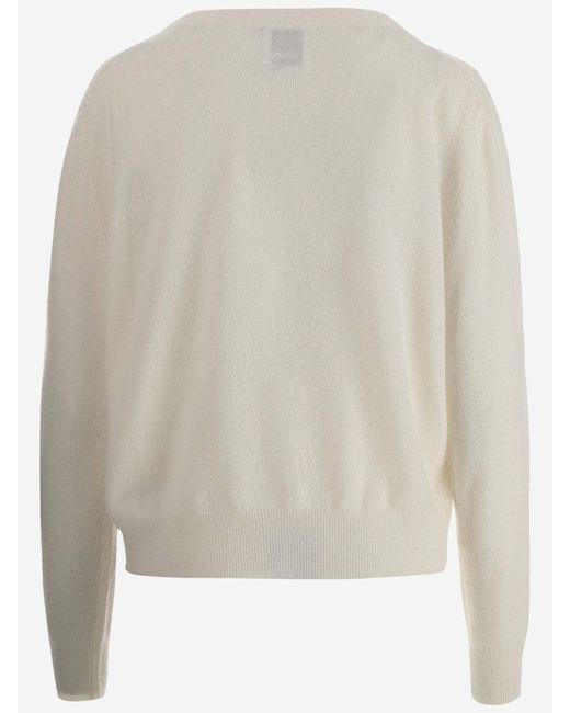 Allude White Wool And Cashmere Blend Cardigan