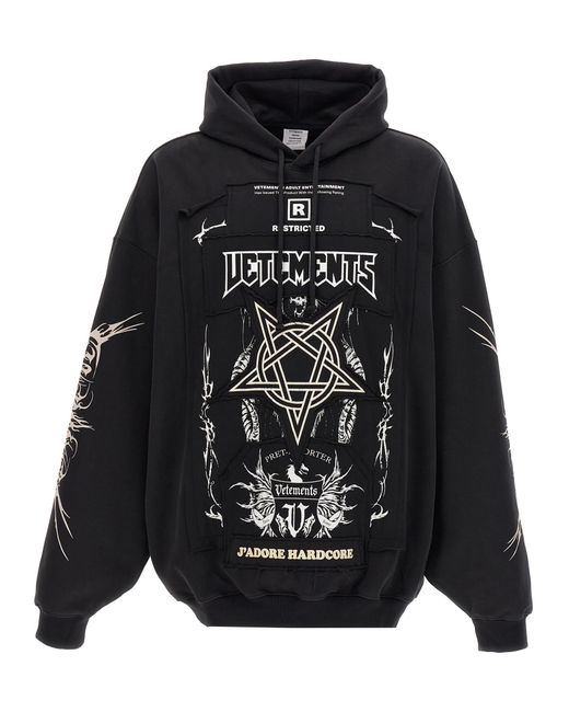 Vetements Patched Logo Hoodie in Black for Men Lyst UK