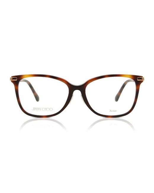Jimmy Choo Brown Eyeglasses Rectangle Full Rim, Havana/ Frame And Clear Demo Lenses Lens Jc307/F006J00