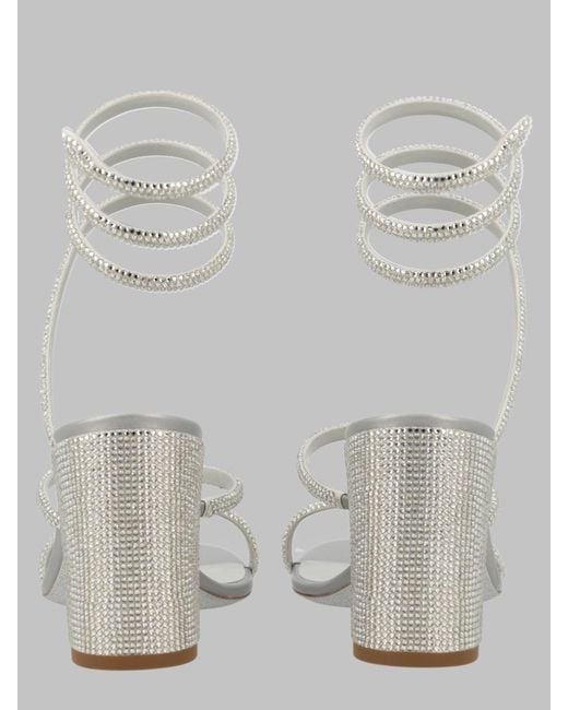 Rene Caovilla Gray Heeled Sandal Cleo Leather