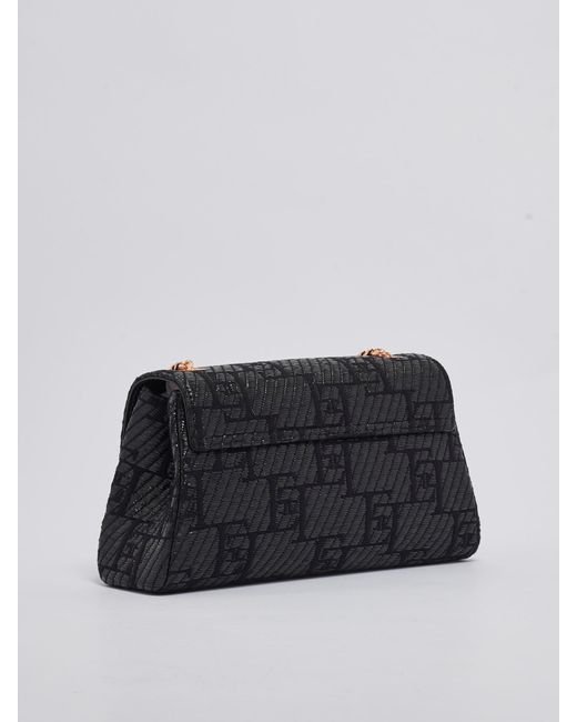 Elisabetta Franchi Black Cotton Shopping Bag