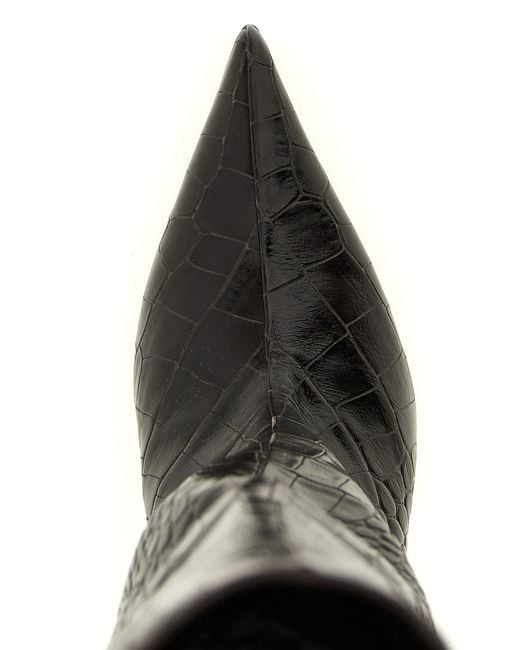 The Attico Black Bovine Leather Over The Knee Shoe