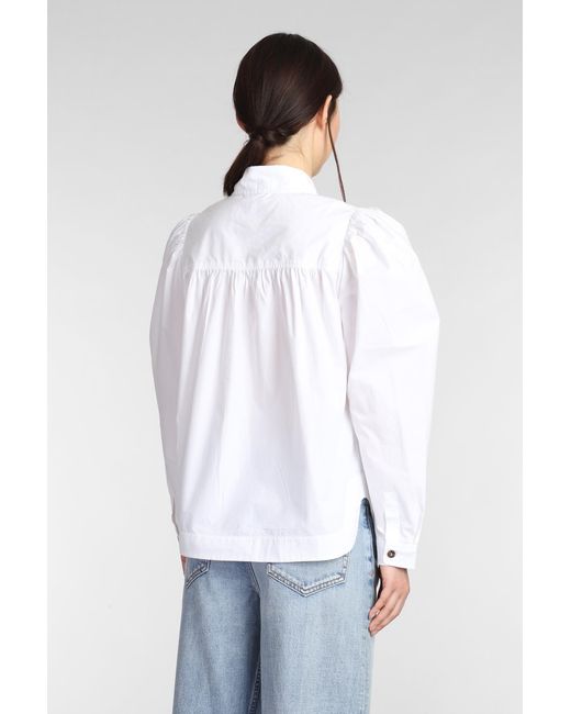 Ganni Shirt In White Cotton