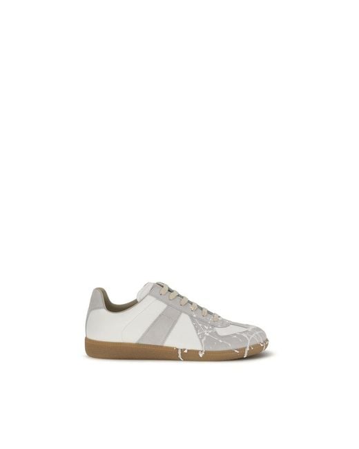 Maison Margiela White Suede Leather Low Top Sneakers for men