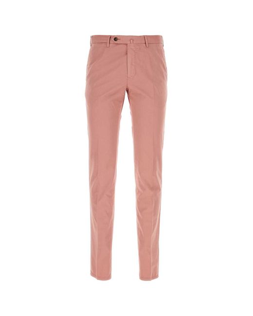 PT Torino Pink Stretch Cotton Blend Silkochino Pant for men