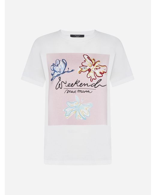 Weekend by Maxmara White Yen Print Cotton T-Shirt