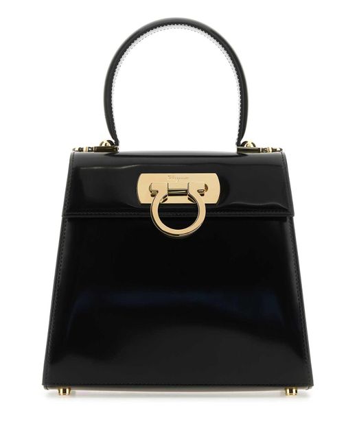 Ferragamo Black Leather Small Iconic Handbag