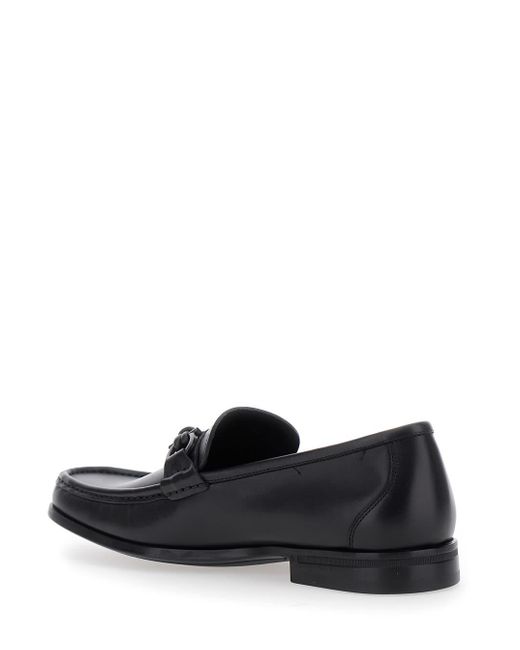 Ferragamo White 'Alain' Loafers With Almond Toe And Gancini On The Front for men