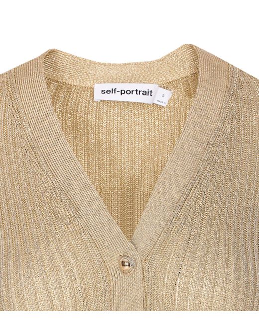 Self-Portrait Natural Lurex Knit Mini Dress