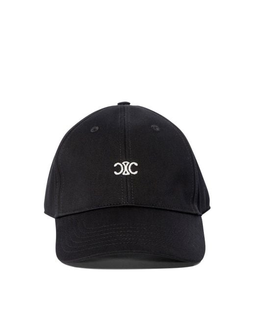 Céline Black Triomphe Logo Embroidered Baseball Cap for men