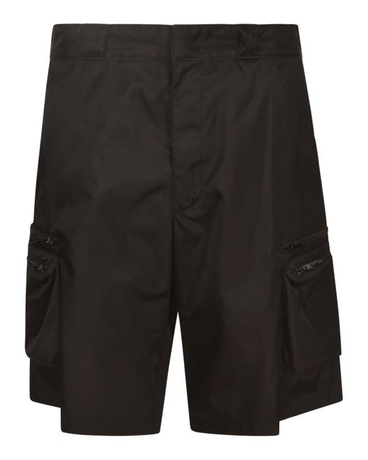 Prada Black Logo Plaque Zipped Shorts for men