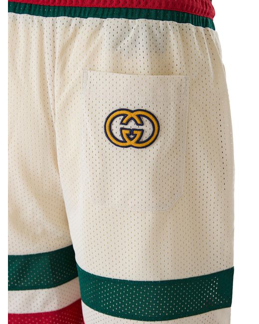 Gucci White Polyester Logo Shorts for men