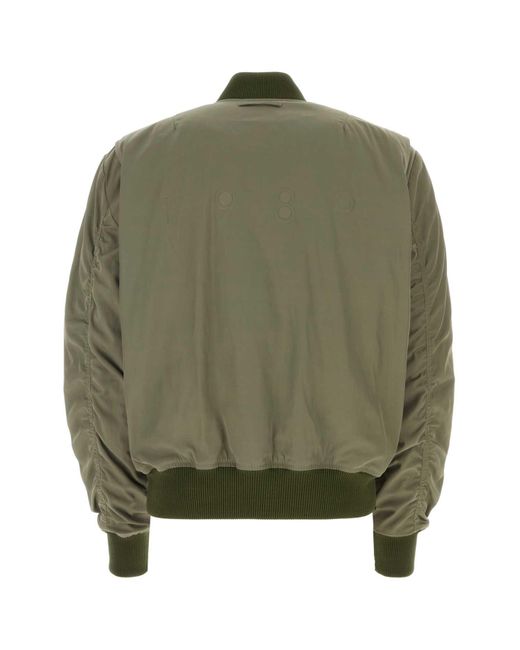 1989 STUDIO Green Army Polyester Bomber Jacket for men