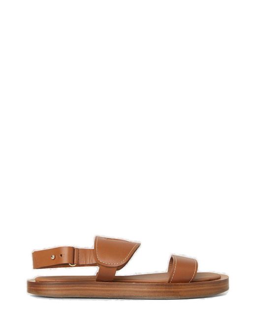 Max Mara Brown Diana Leather Flat Sandals