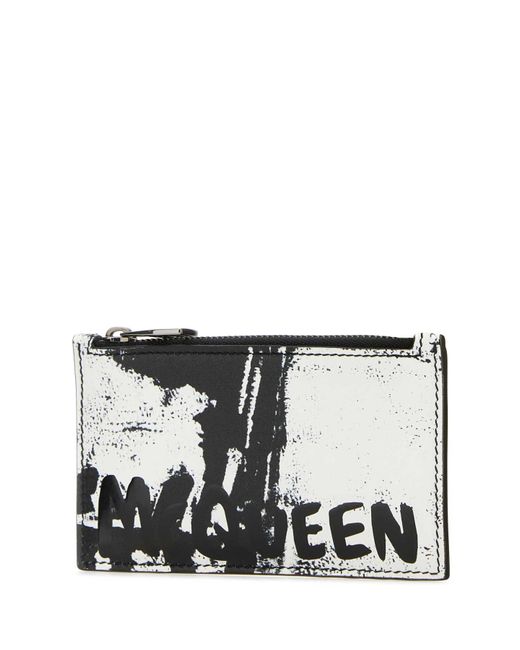 Alexander McQueen Multicolor Printed Leather Card Holder for men