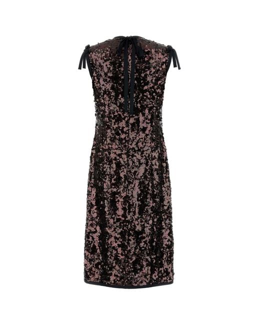 Prada Black Sequin Sleeveless Midi Dress