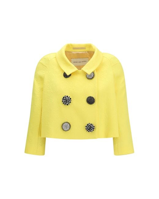 Dries Van Noten Yellow Cropped Jacket Canvas
