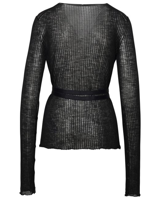 Sportmax Canoa Sweater In Black Wool Blend Yarn