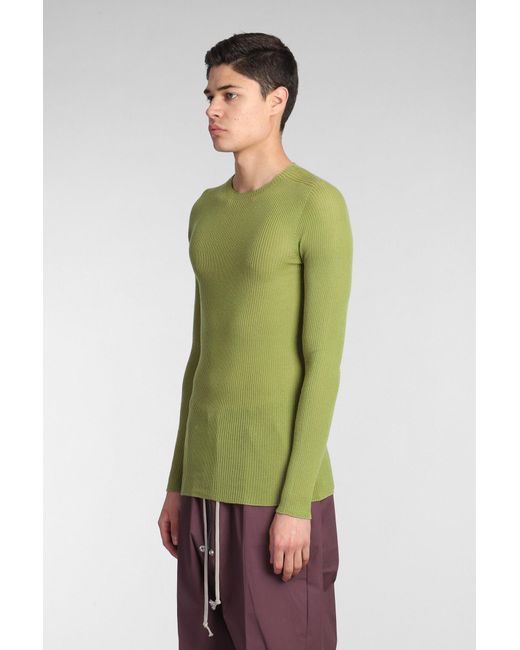 Rick Owens Green Ribbed Round Knitwear for men