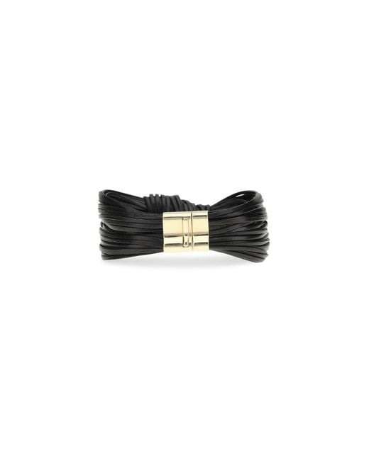Bottega Veneta Black Leather Bracelet Knot Bracelets