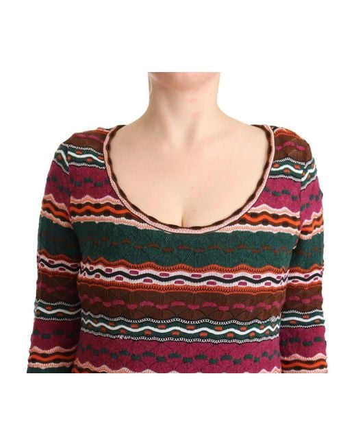 Missoni Black Stripe Wool Knitted Maxi Sheath Dress