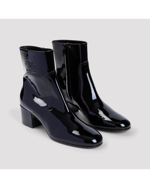 セリーヌ Celine Triomphe Zipped Boots LES BOTTES CELINE TRIOMPHE ZIPPED BOOT in PATENT CALFSKIN