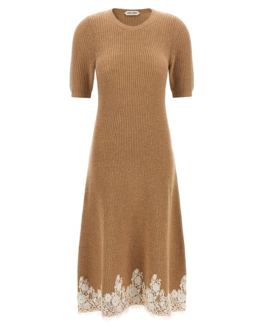 Alberta Ferretti Natural Cashmere Midi Dress