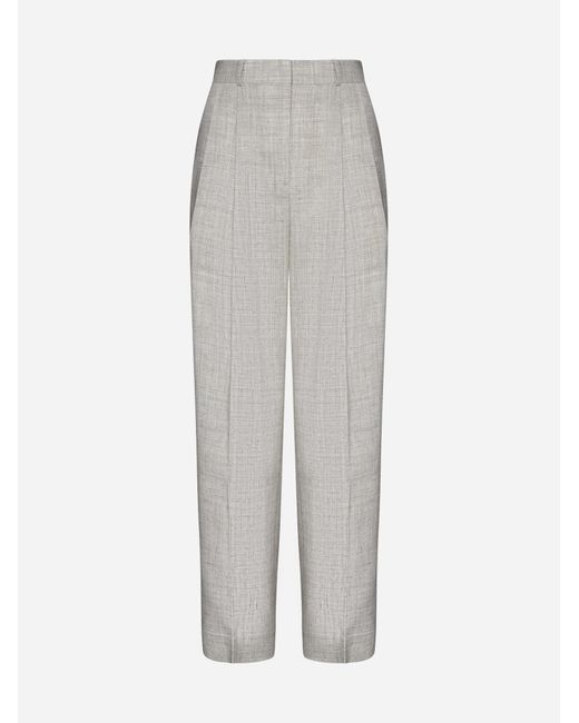 Totême  Gray Viscose And Linen-blend Tailored Trousers