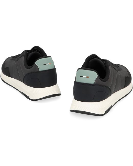 Boss Black Low-Top Sneakers With Leather Insert Polyurethane Trainers for men