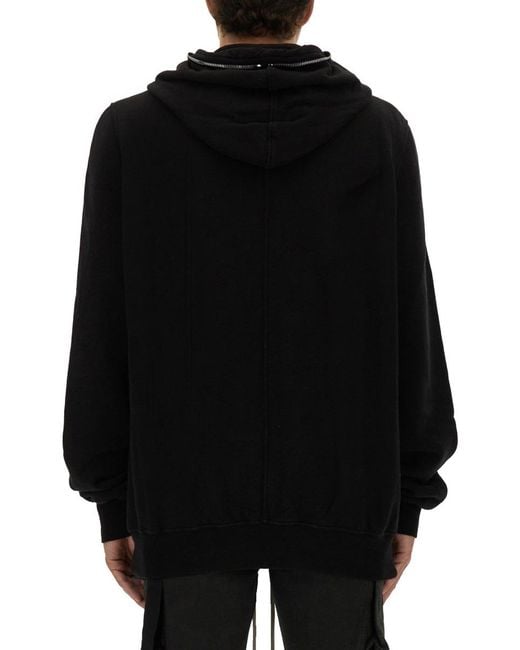 Rick Owens Black Hoodie Cotton Sweatshirts for men