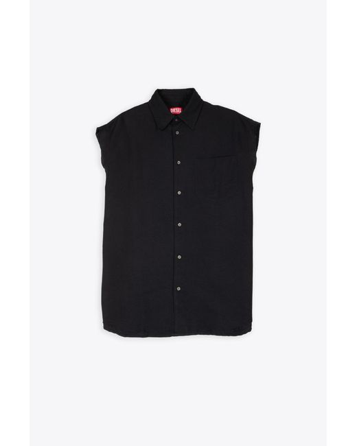 DIESEL Black S-Simens Linen Blend Sleeveless Shirt for men