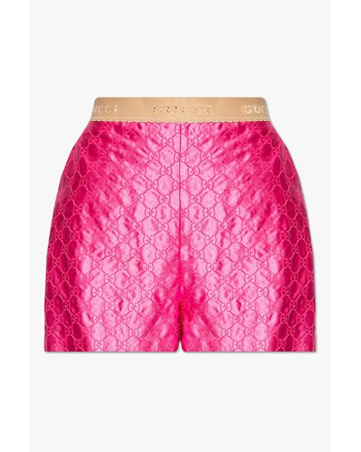 Gucci Pink Monogrammed Silk Shorts