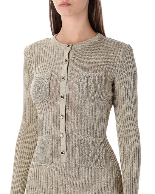 knee length dresses for ladies Self-Portrait - Gold Lurex Knit Mini Dress